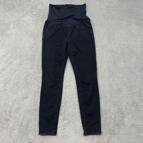 Gap Jeans Maternity 27 Black‎ True Skinny Dark Wash Mid Rise Pull On Comfort - Picture 1 of 11